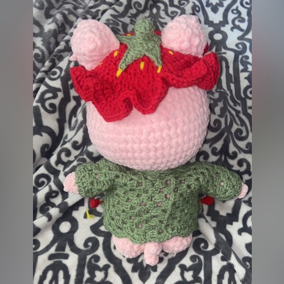 Handmade crochet pink pig